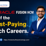 Promotional banner showing a professional in a blue suit with the text “Why Oracle Fusion HCM Is One of the Highest-Paying HR Tech Careers” and Oracle Fusion HCM cloud icons representing workforce management, payroll, recruitment, automation, security, and HR analytics.