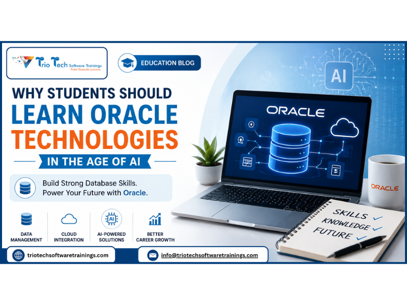 Banner promoting Oracle Technologies training by Trio Tech Software Trainings with Oracle